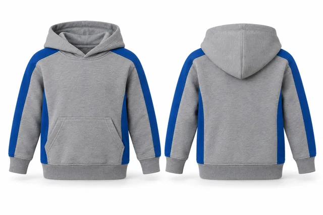 Kids panelled pullover hoodie — Sport Grey / Royal Blue