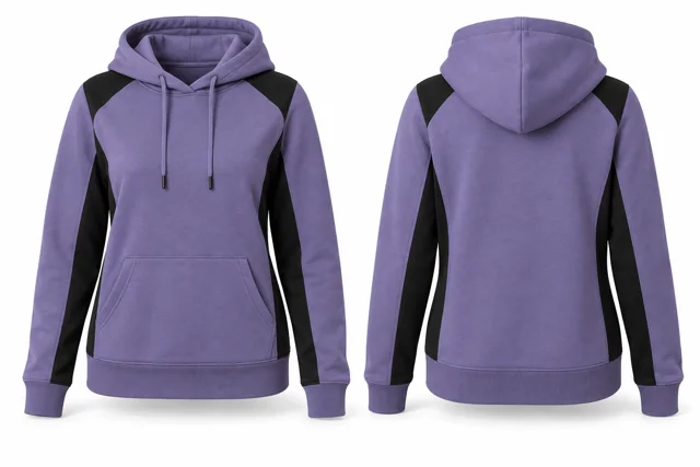 Women panelled pullover hoodie — Lavender / Black