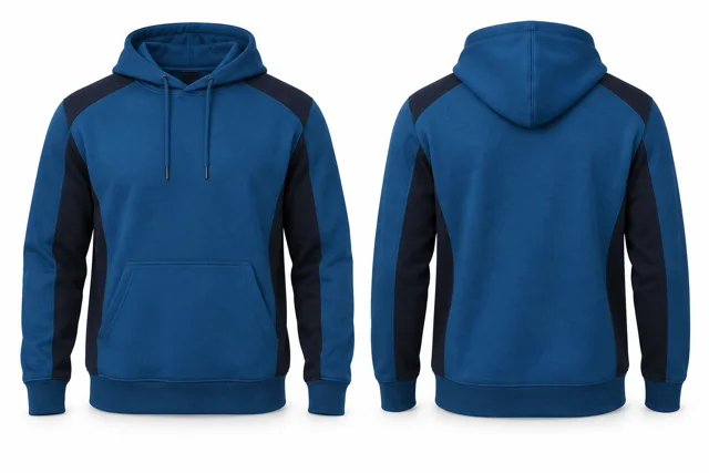 Men panelled pullover hoodie — Sapphire / Navy
