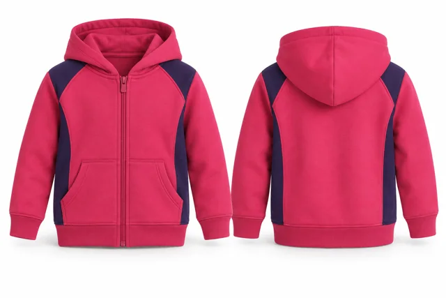 Kids panelled full-zip hoodie — Fuchsia / Purple