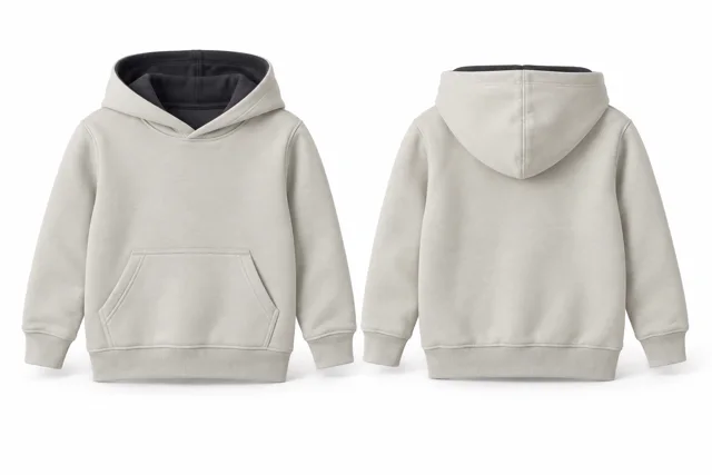 Kids contrast hood lining pullover hoodie — Cream / Charcoal