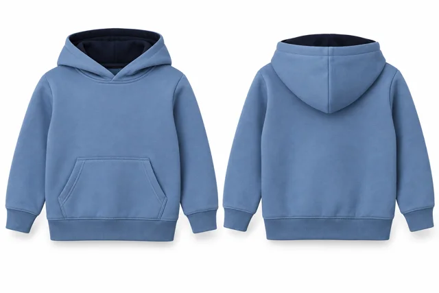 Kids contrast hood lining pullover hoodie — Light Blue / Deep Navy