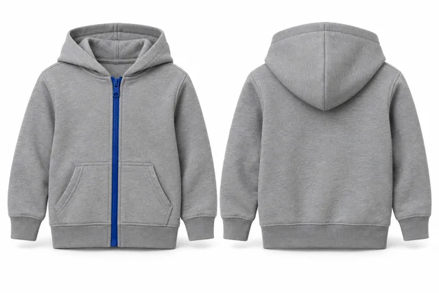 Kids contrast zipper full-zip hoodie — Sport Grey / Royal Blue