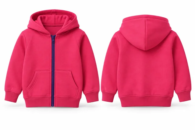 Kids contrast zipper full-zip hoodie — Fuchsia / Purple