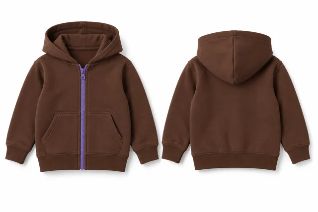 Kids contrast zipper full-zip hoodie — Brown / Lavender