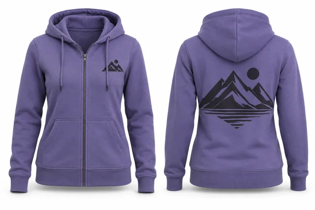 Women printed full-zip hoodie — Lavender / Black