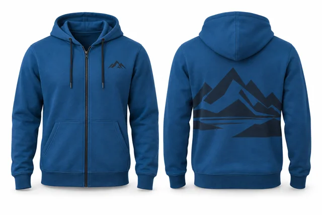 Men printed full-zip hoodie — Sapphire / Navy