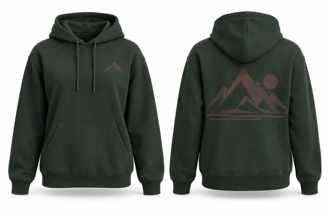 Women printed pullover hoodie — Dark Green / Chocolate