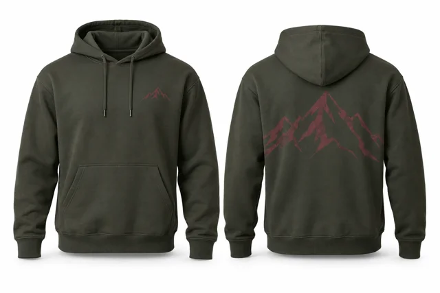 Men printed pullover hoodie — Military Green / Maroon