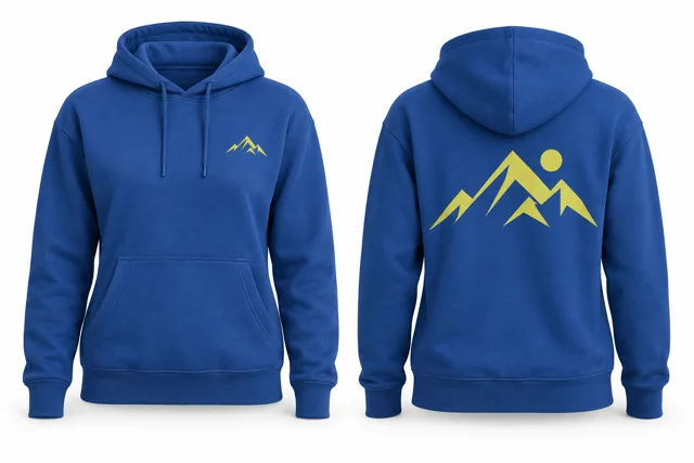 Women printed pullover hoodie — Royal Blue / Lemon
