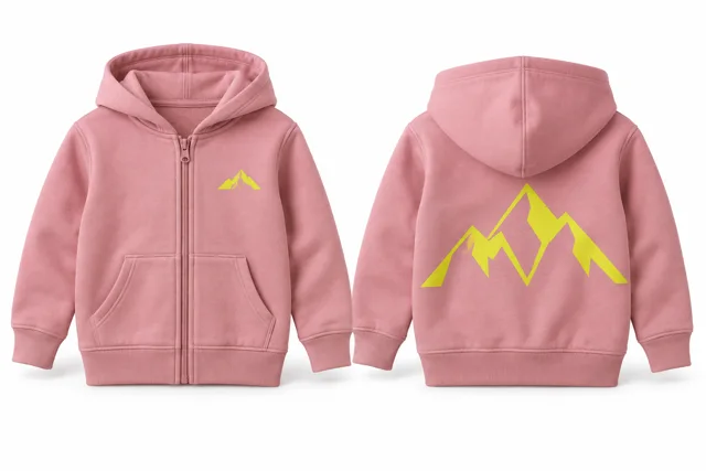 Kids printed full-zip hoodie — Pink / Fluorescent Yellow