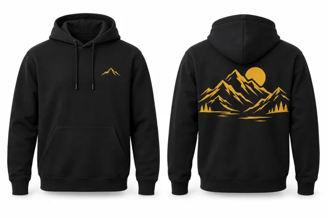 Men printed pullover hoodie — Black / Golden Yellow