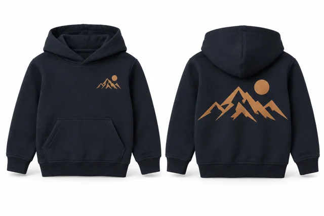 Kids printed pullover hoodie — Navy / Camel