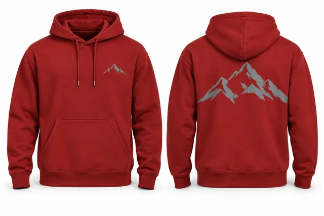 Men printed pullover hoodie — Red / Sport Grey
