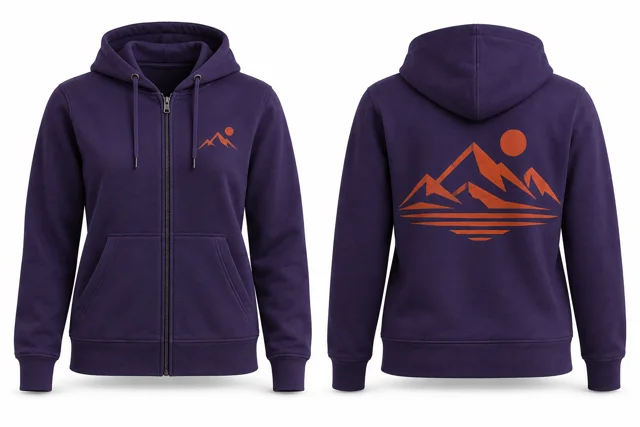 Women printed full-zip hoodie — Purple / Orange