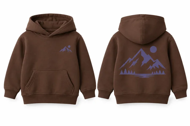 Kids printed pullover hoodie — Brown / Lavender