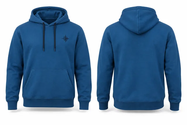 Men embroidered pullover hoodie — Sapphire / Navy
