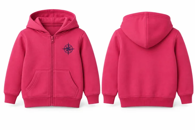 Kids embroidered full-zip hoodie — Fuchsia / Purple