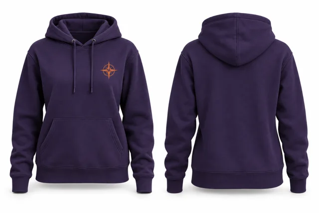 Women embroidered pullover hoodie — Purple / Orange