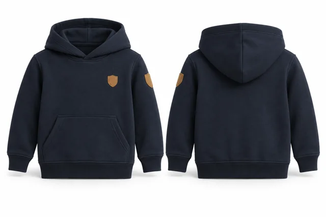 Kids patches pullover hoodie — Navy / Camel