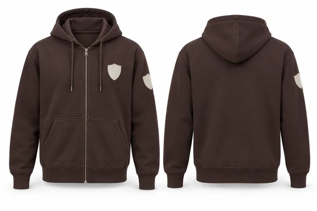 Men patches full-zip hoodie — Chocolate / Cream