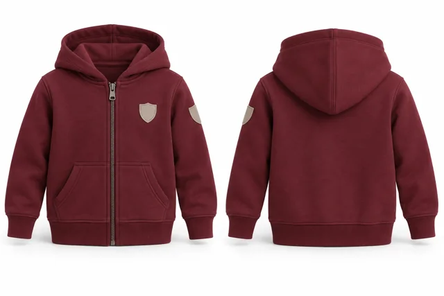 Kids patches full-zip hoodie — Maroon / Stone