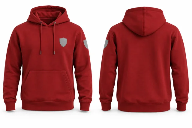 Men patches pullover hoodie — Red / Sport Grey