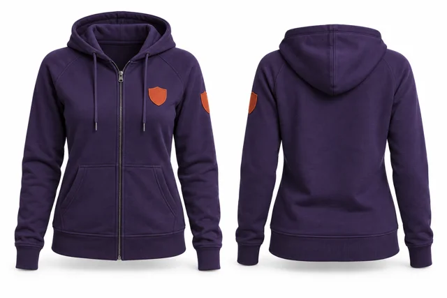 Women patches full-zip hoodie — Purple / Orange