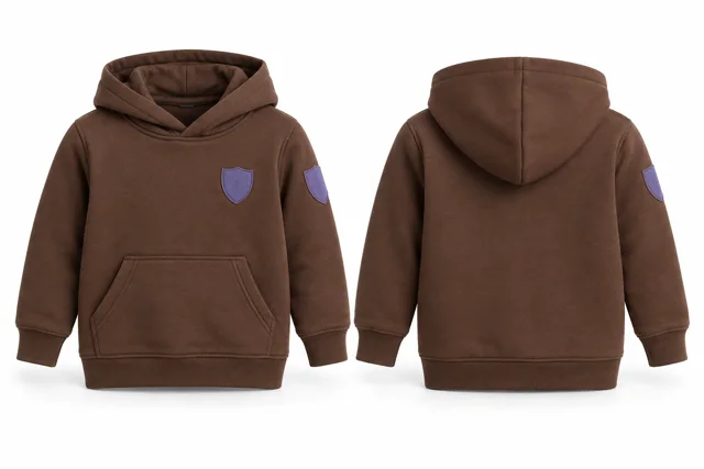 Kids patches pullover hoodie — Brown / Lavender