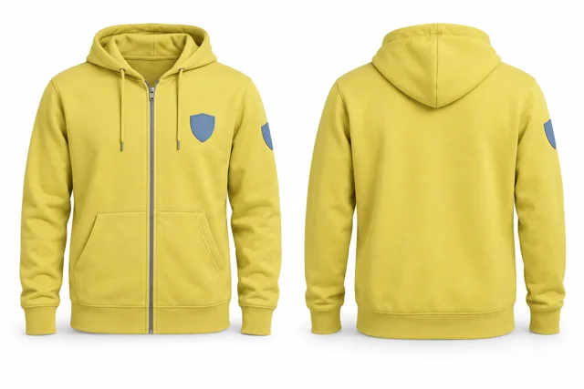 Men patches full-zip hoodie — Lemon / Light Blue