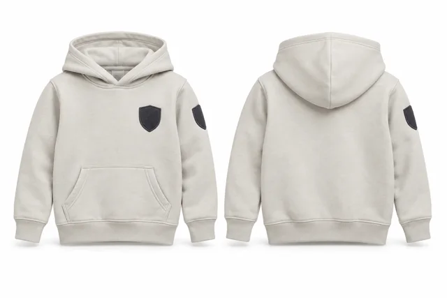 Kids patches pullover hoodie — Cream / Charcoal