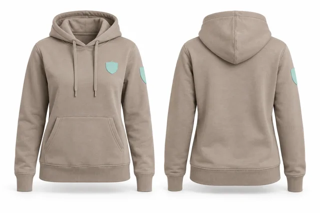 Women patches pullover hoodie — Stone / Mint