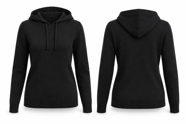 Women Black classic cashmere hoodie concept