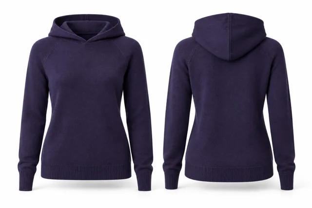 Women Purple minimal cashmere hoodie concept