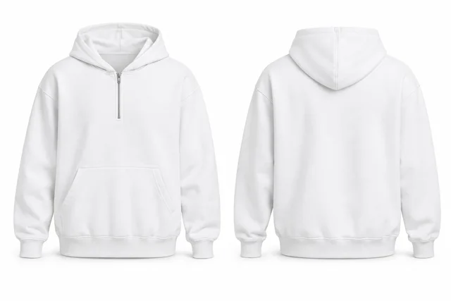White half zip hoodie