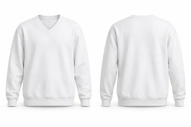White v-neck sweatshirt