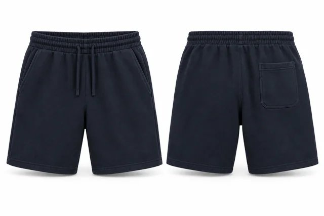 Navy cotton fleece sweat shorts