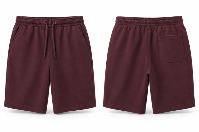 Burgundy cotton fleece sweat shorts