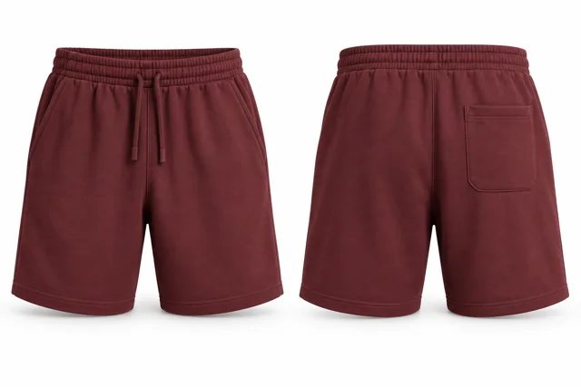 Maroon cotton fleece sweat shorts