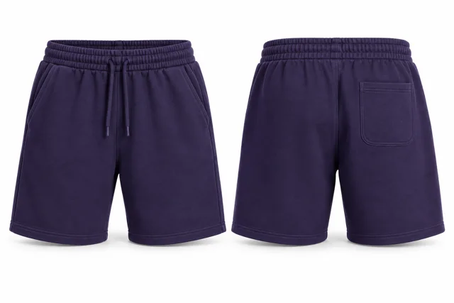 Purple cotton fleece sweat shorts