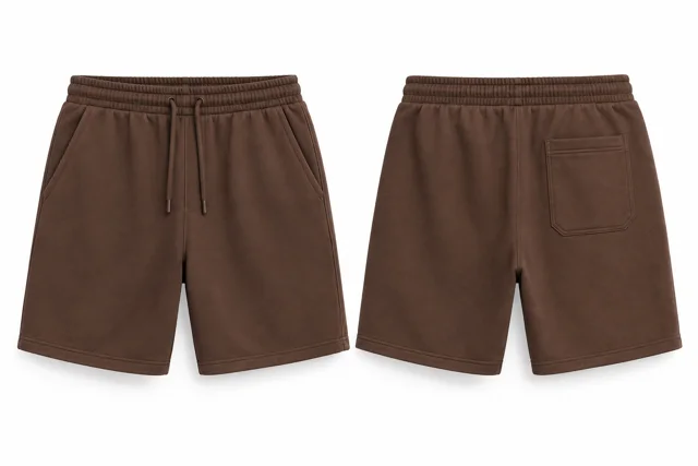 Brown cotton fleece sweat shorts