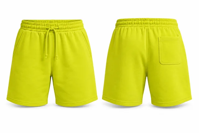 Fluorescent Yellow cotton fleece sweat shorts