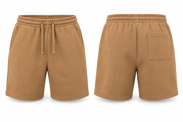 Camel cotton fleece sweat shorts