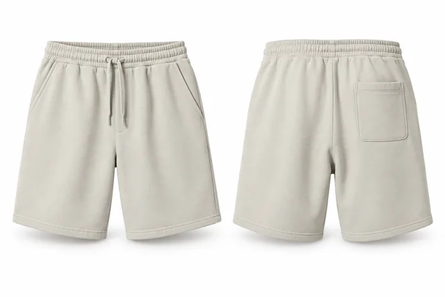 Cream cotton fleece sweat shorts