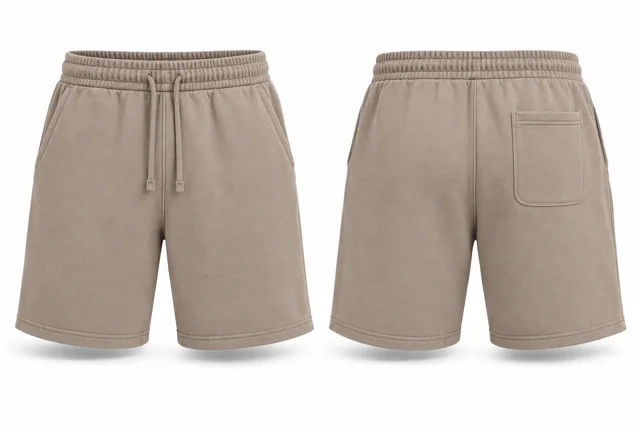 Stone cotton fleece sweat shorts