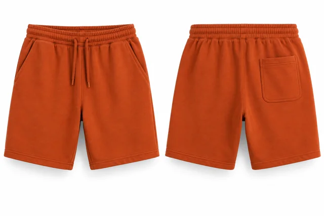Orange cotton fleece sweat shorts