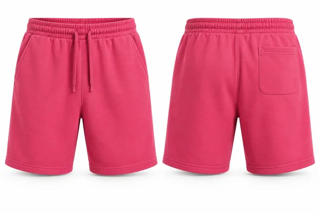 Fuchsia cotton fleece sweat shorts