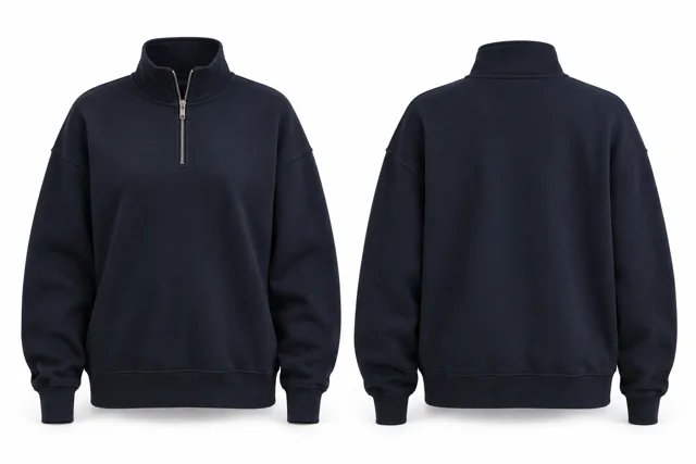 Navy relaxed quarter zip sweatshirt
