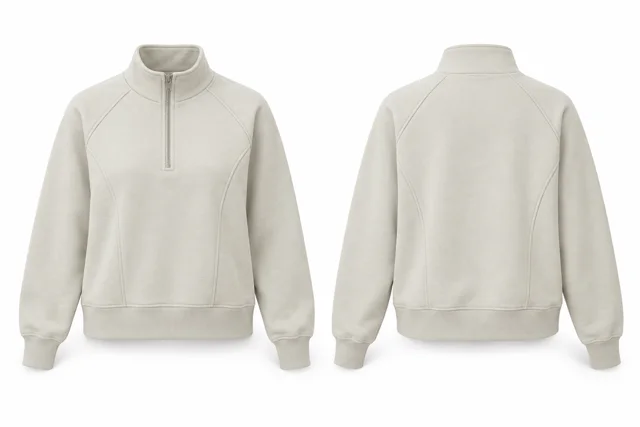 Cream panelled quarter zip sweatshirt