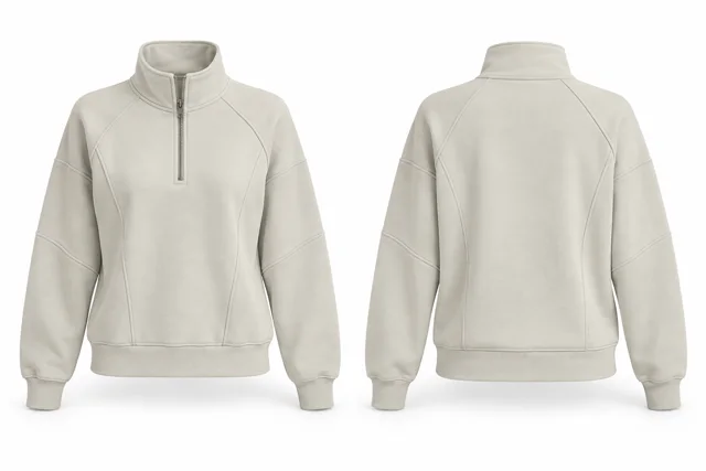 Cream panelled half zip sweatshirt